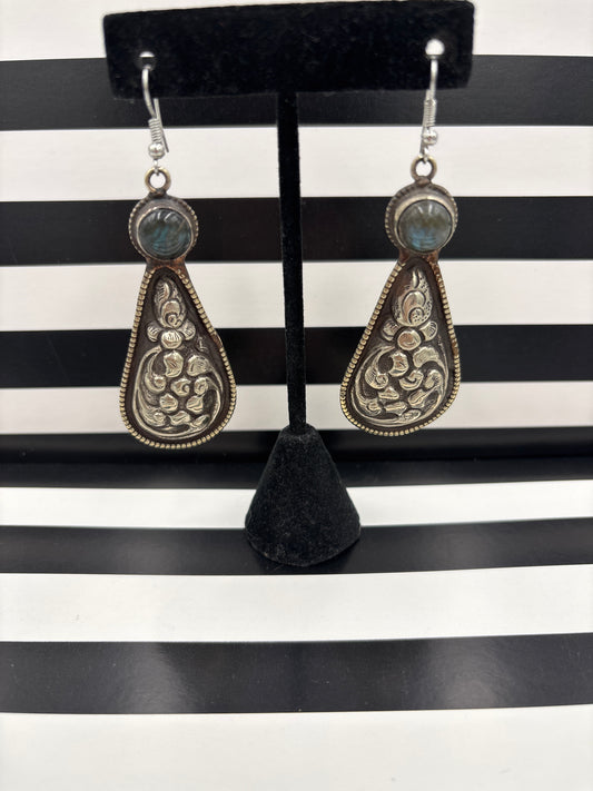 Tears of Labradorite Repousse Earrings