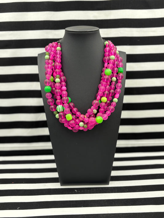 Raspberries in Greens Necklace