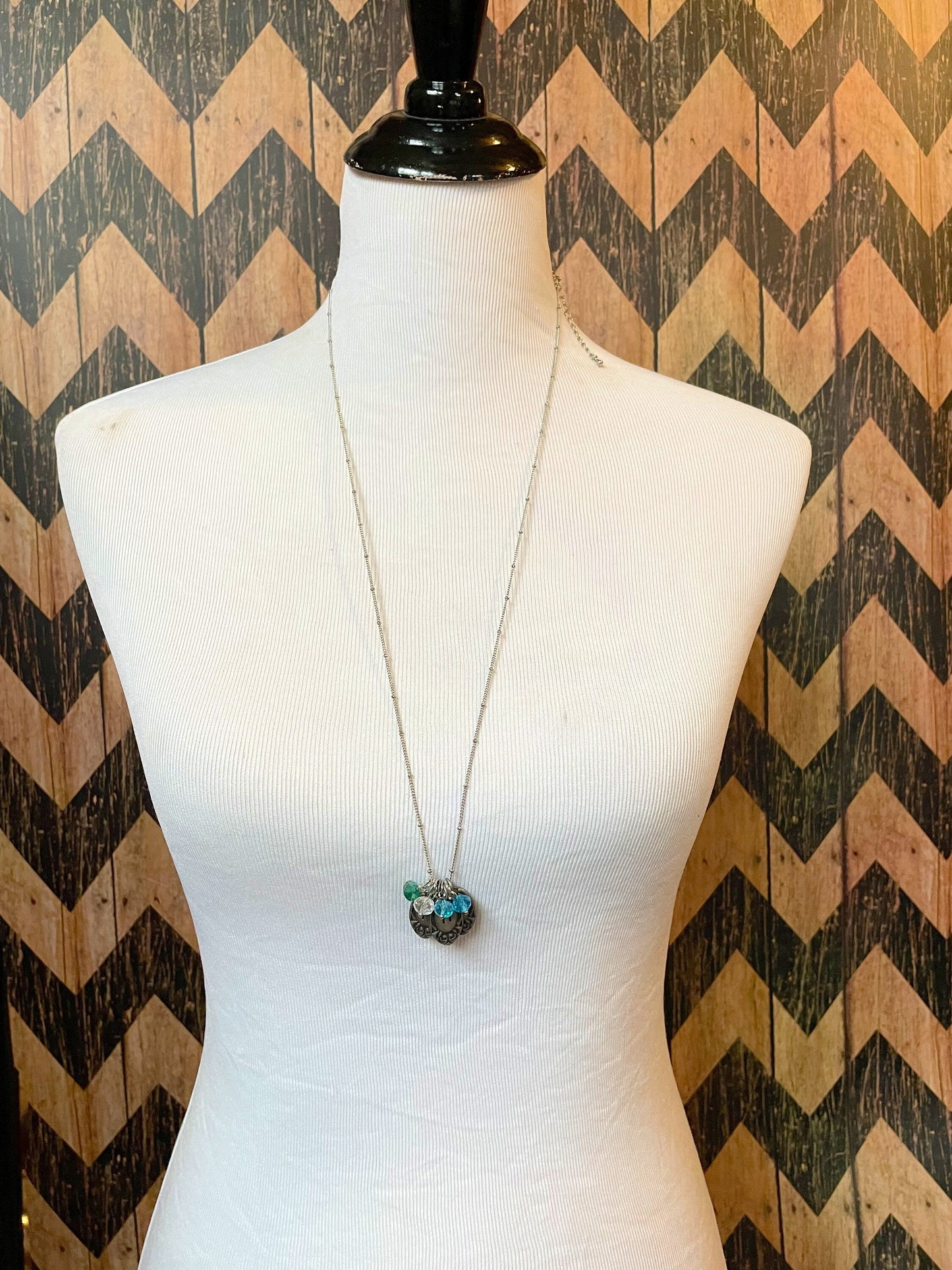 Initial Necklace with Birthstone Charms