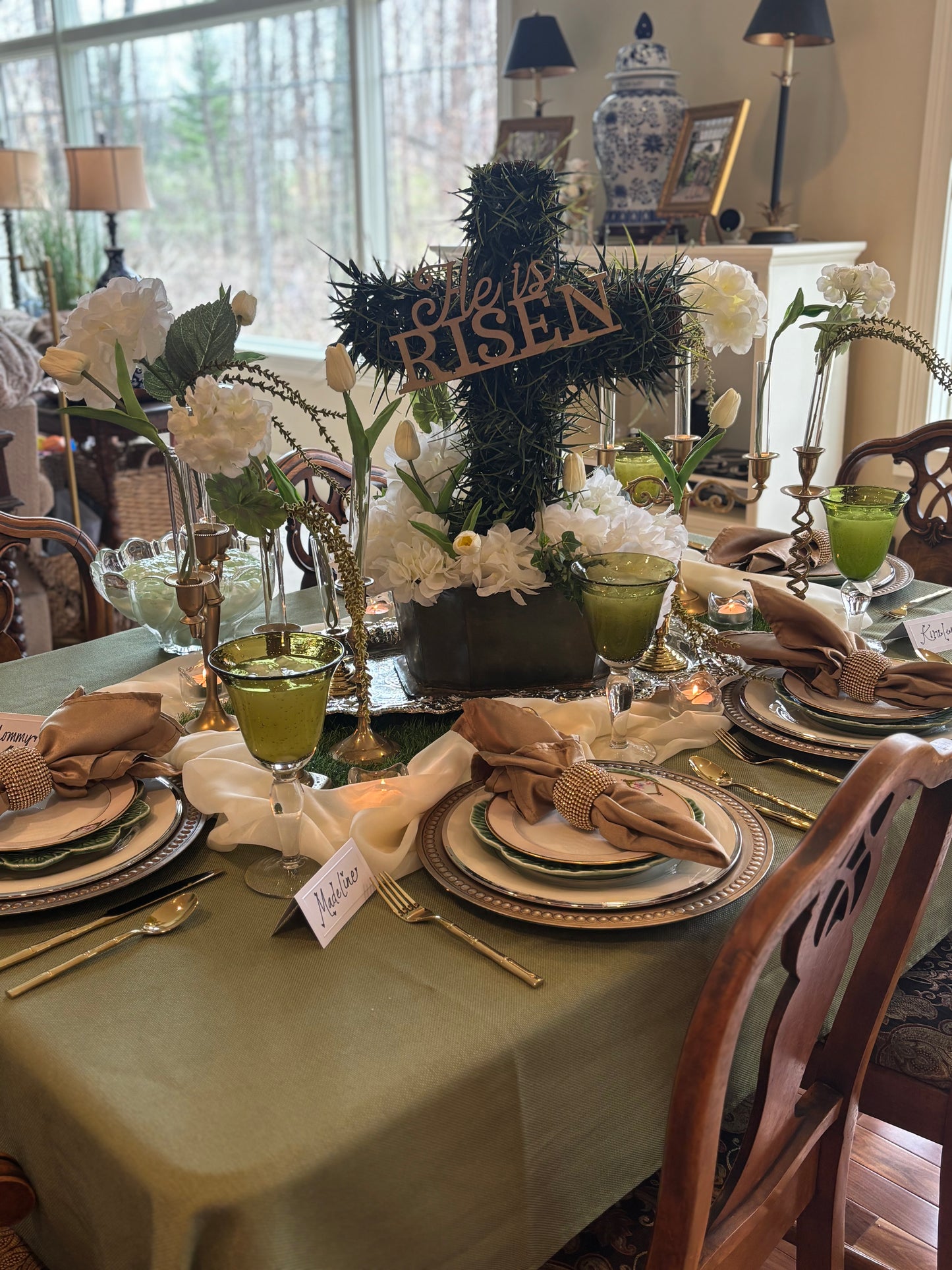 He Is Risen Cross Hanging Decor