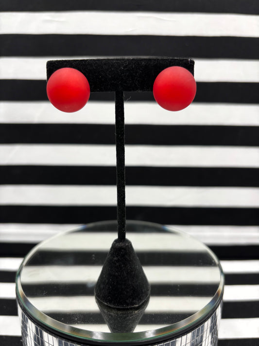 Retro Button Red Earrings