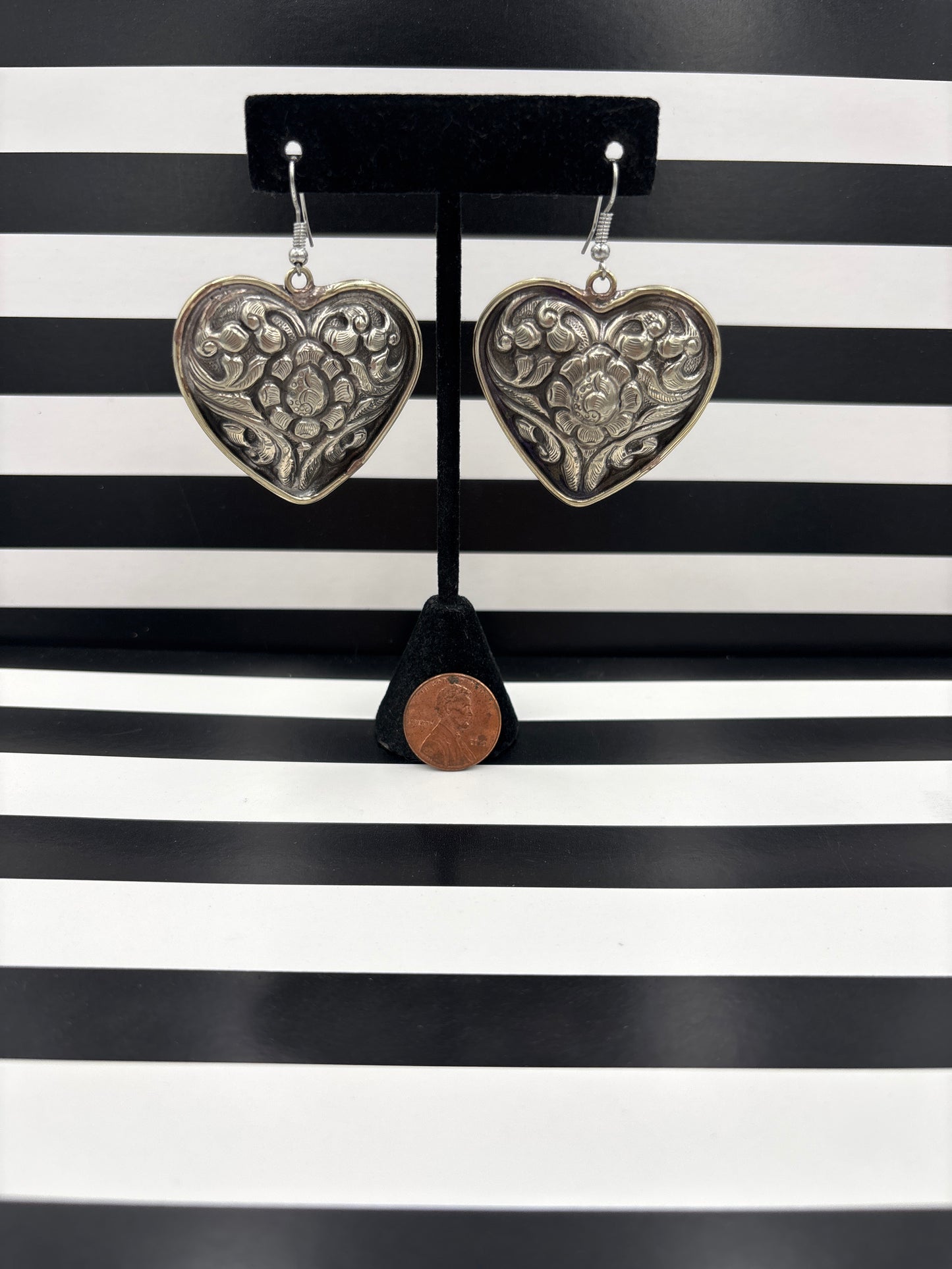 Hearts of Repousse Earrings