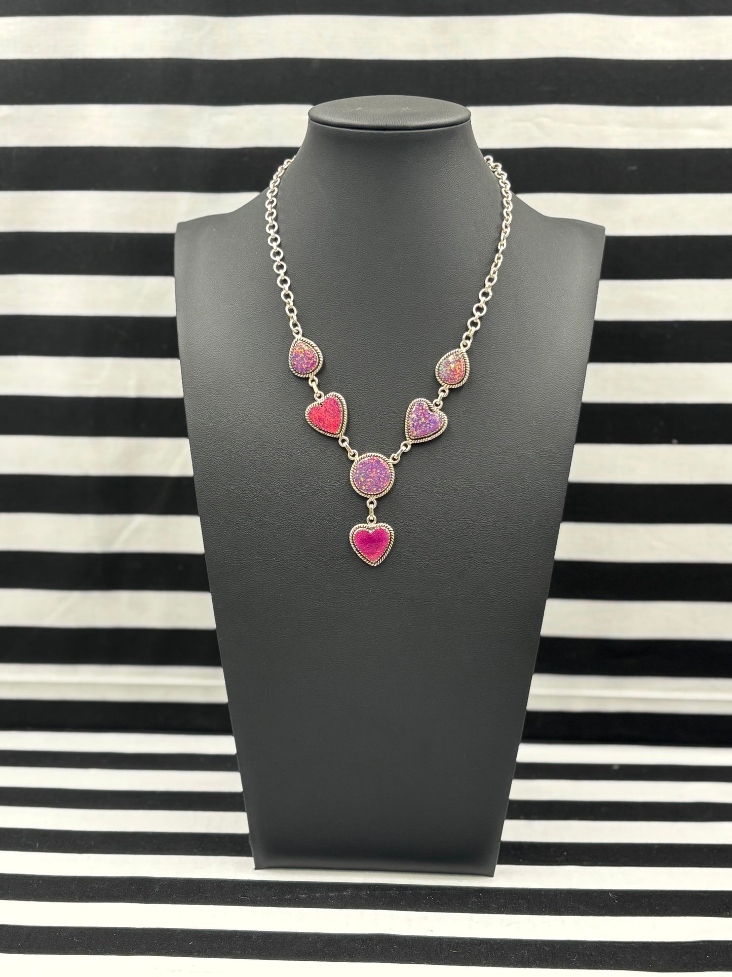 Conversation Hearts Lariat Necklace