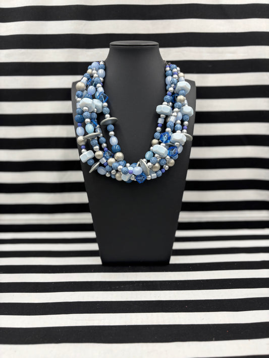 Denim and Discs Necklace