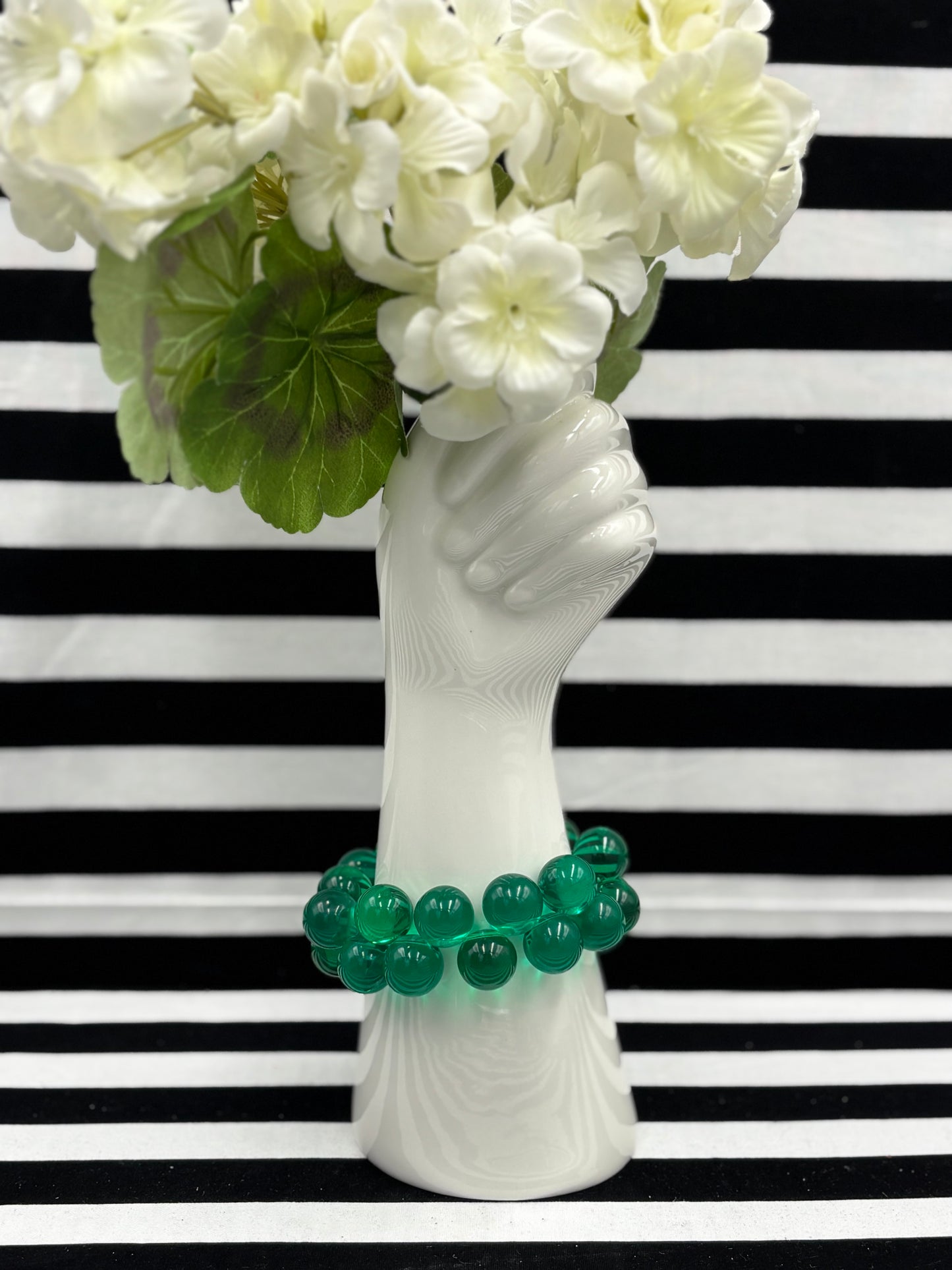 Chunky Button Green Stretch Bracelet