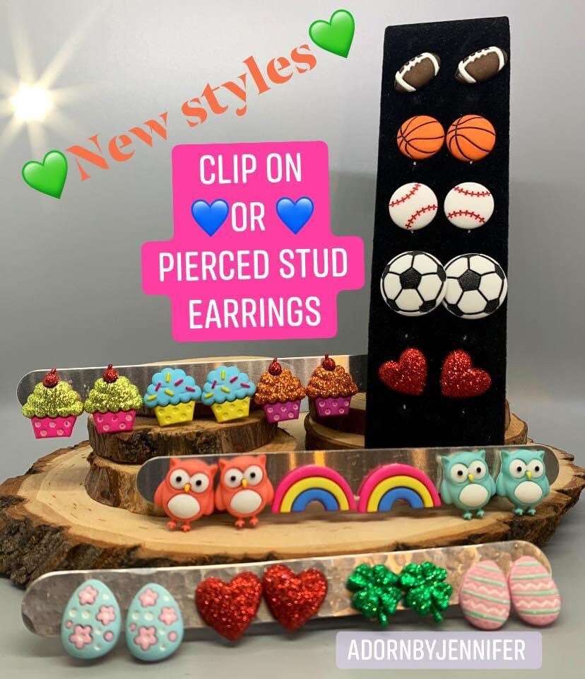 Clip on or Stud Post Whimsical Earrings