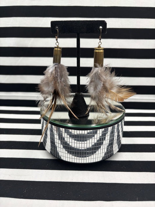 Feathers in a Bullet Earrings