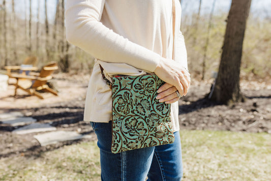 Turquoise Tooled Crossbody