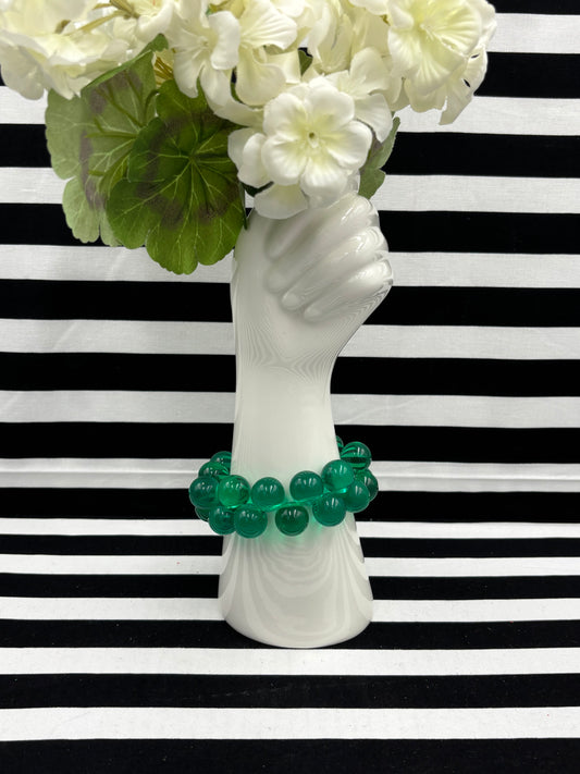 Chunky Button Green Stretch Bracelet