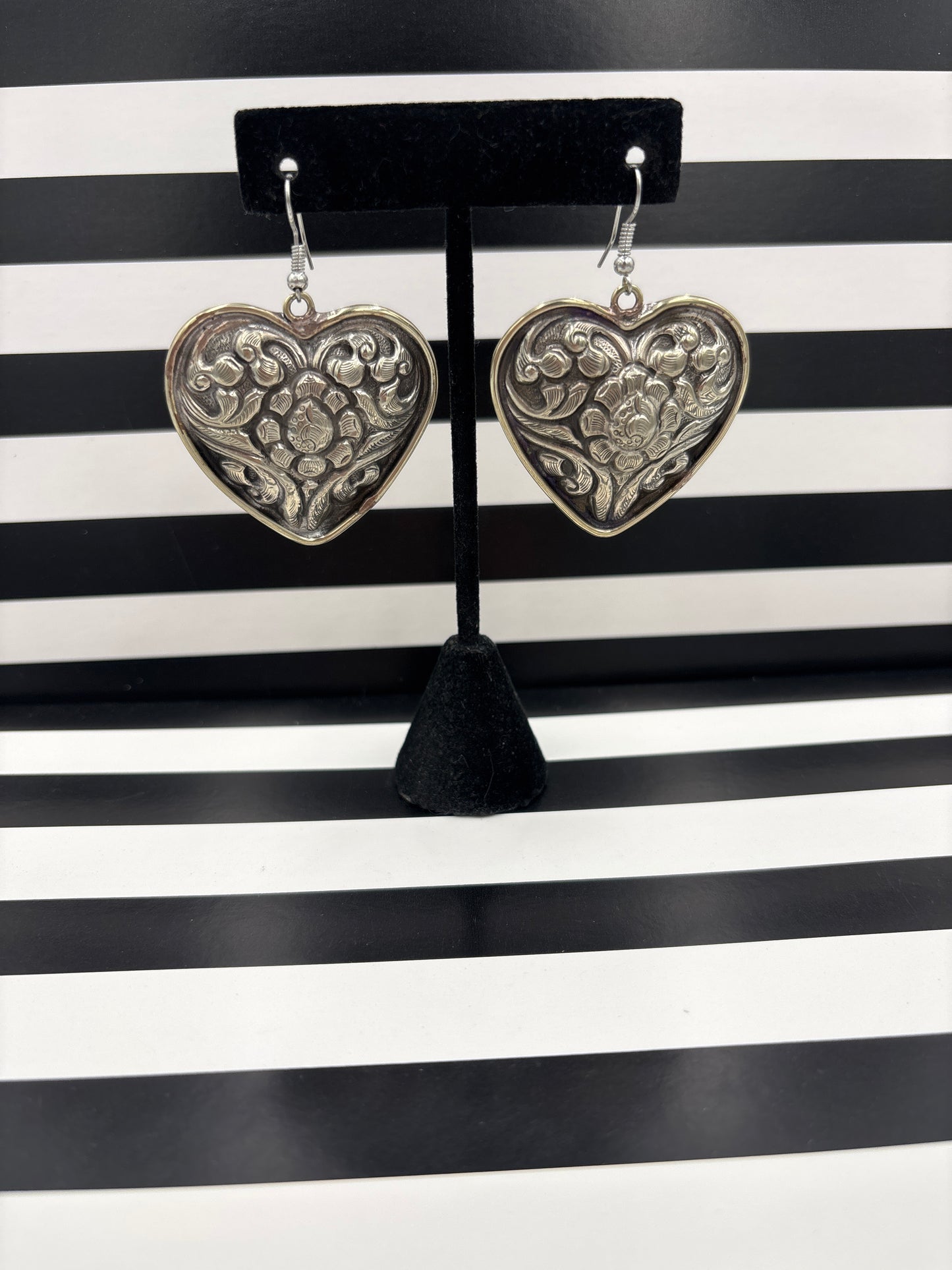 Hearts of Repousse Earrings