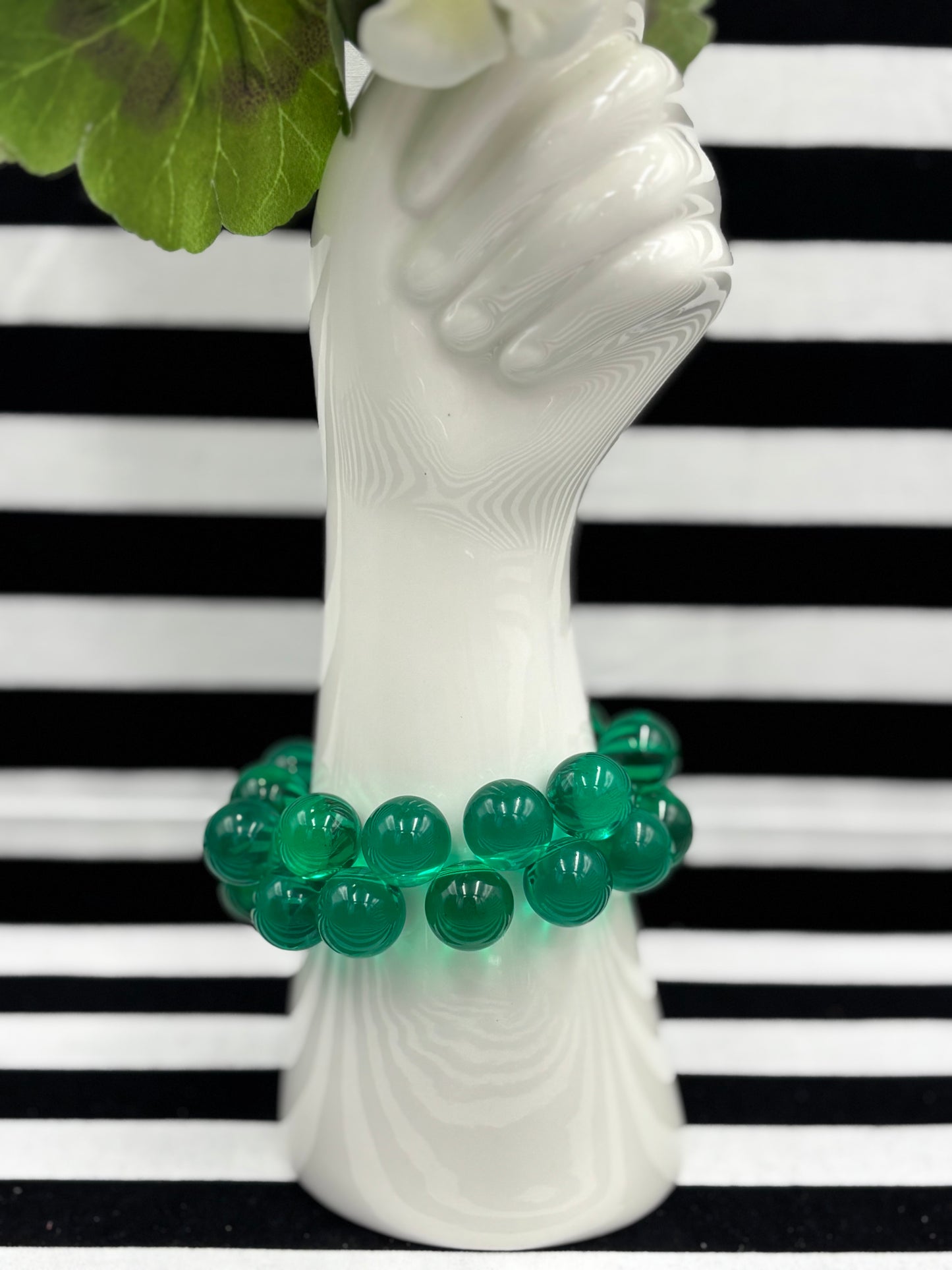 Chunky Button Green Stretch Bracelet