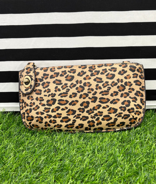 Joy Susan Mini Crossbody Clutch Wristlet Wallet Cheetah