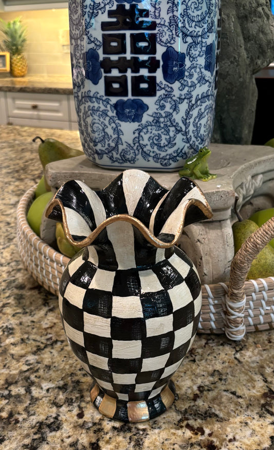 Ruffled Vase Handpainted