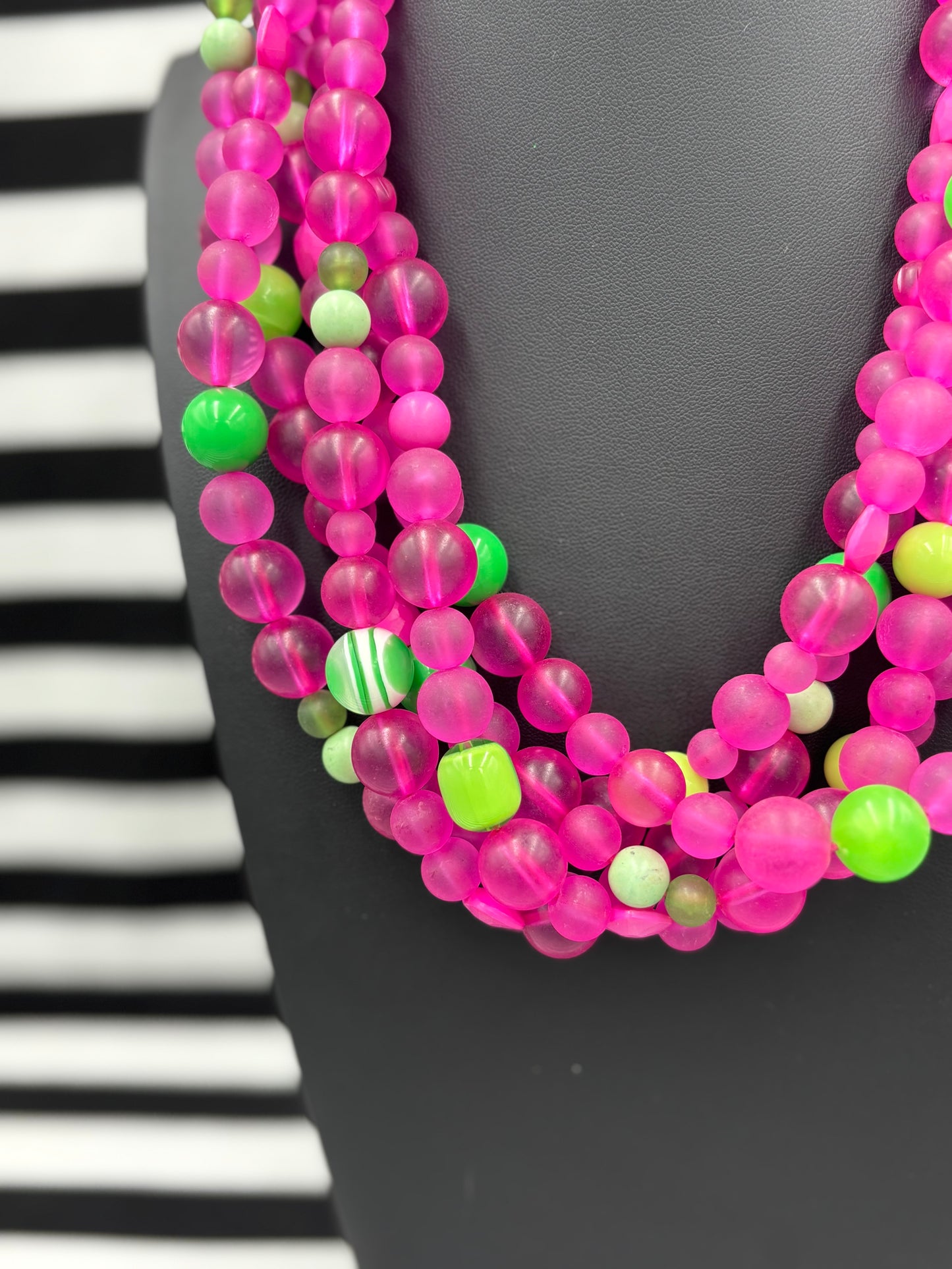 Raspberries in Greens Necklace