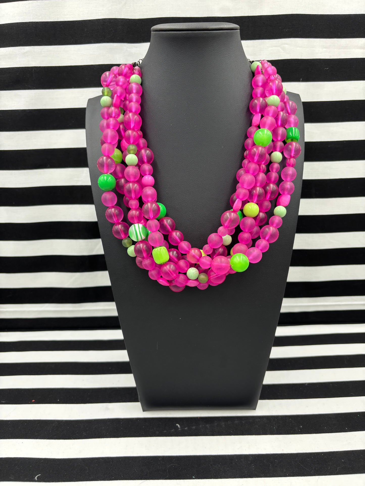 Raspberries in Greens Necklace