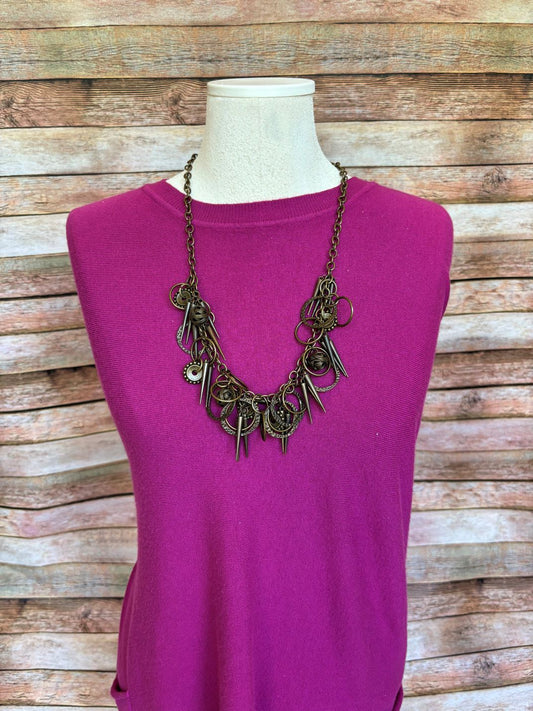 Spokes and Chains Necklace Antique Gold