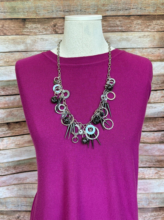 Spokes and Chains Necklace Silver