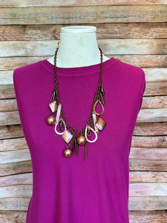 Spokes and Chains Necklace Copper