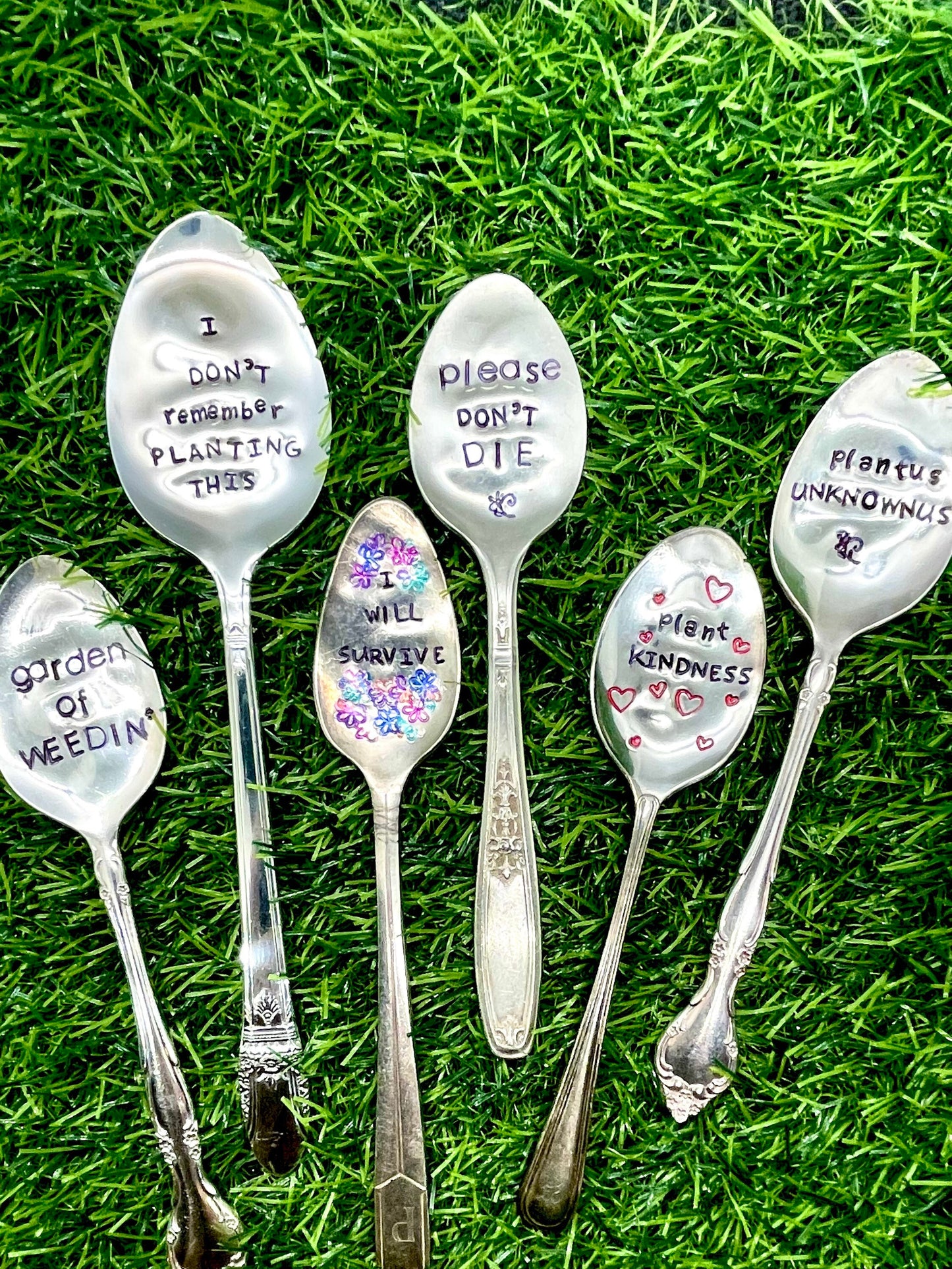 Plant Signs out of Vintage Silverware