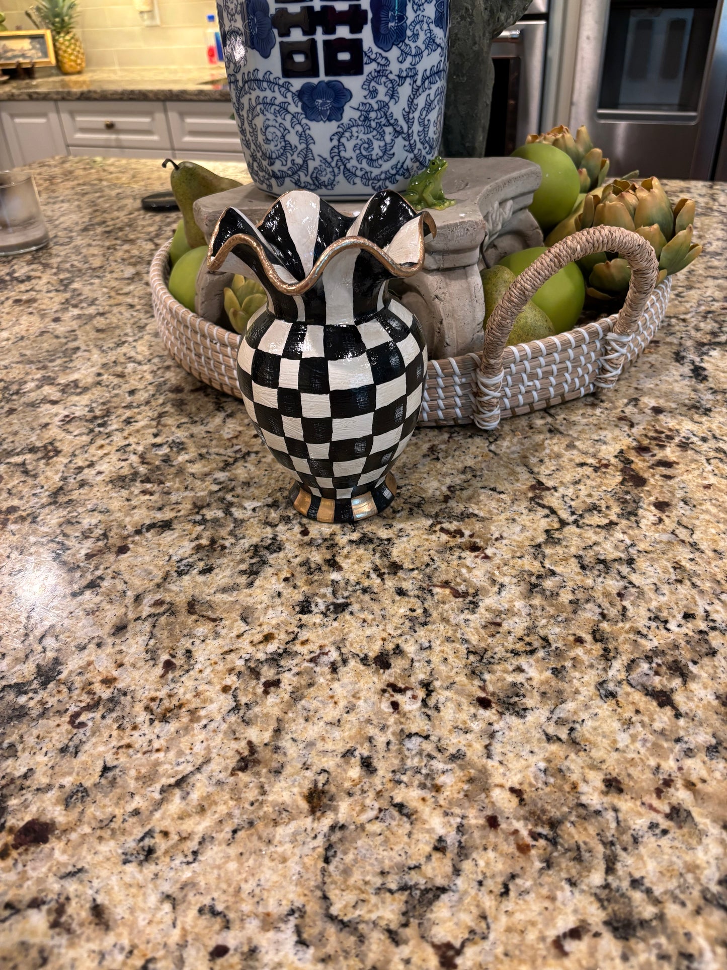 Ruffled Vase Handpainted