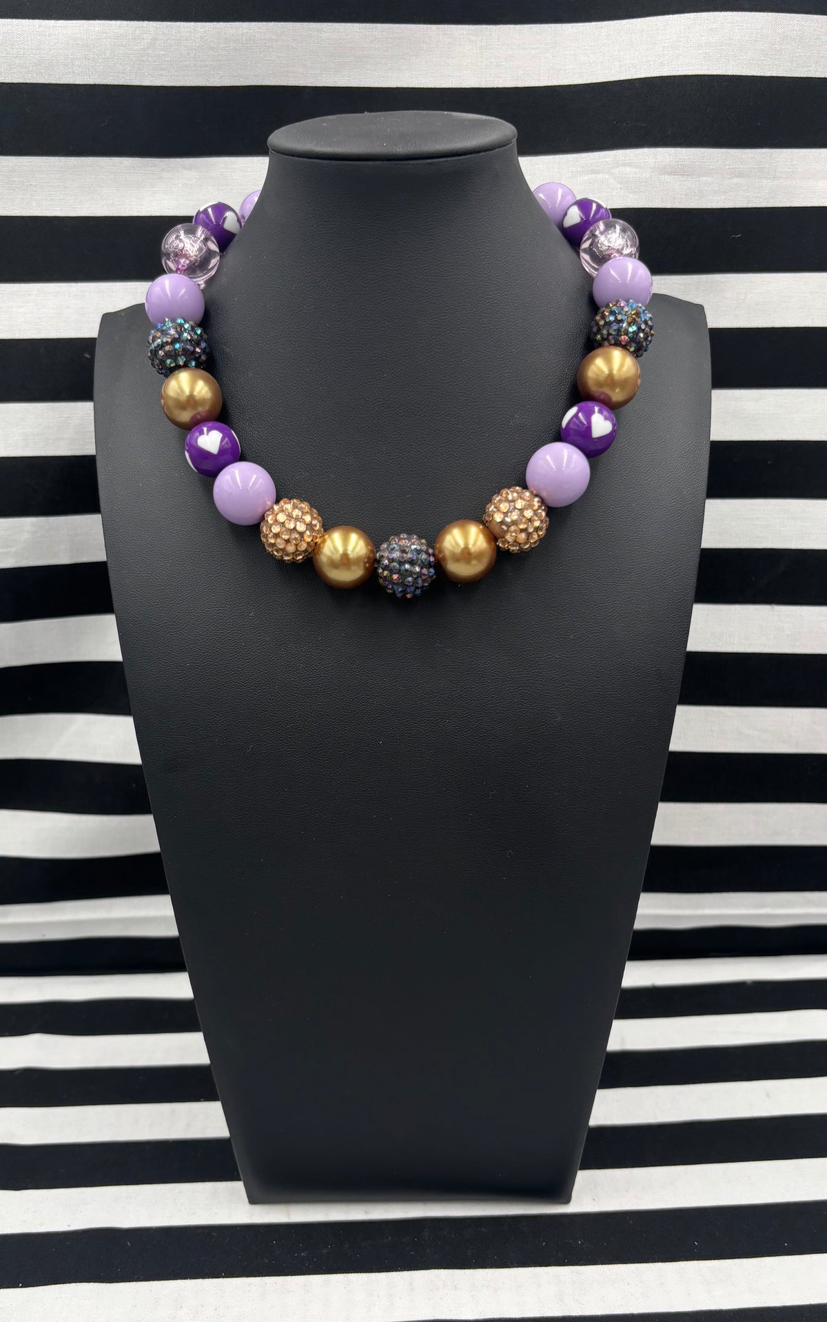 Bubble Gum Necklace Purple n Gold