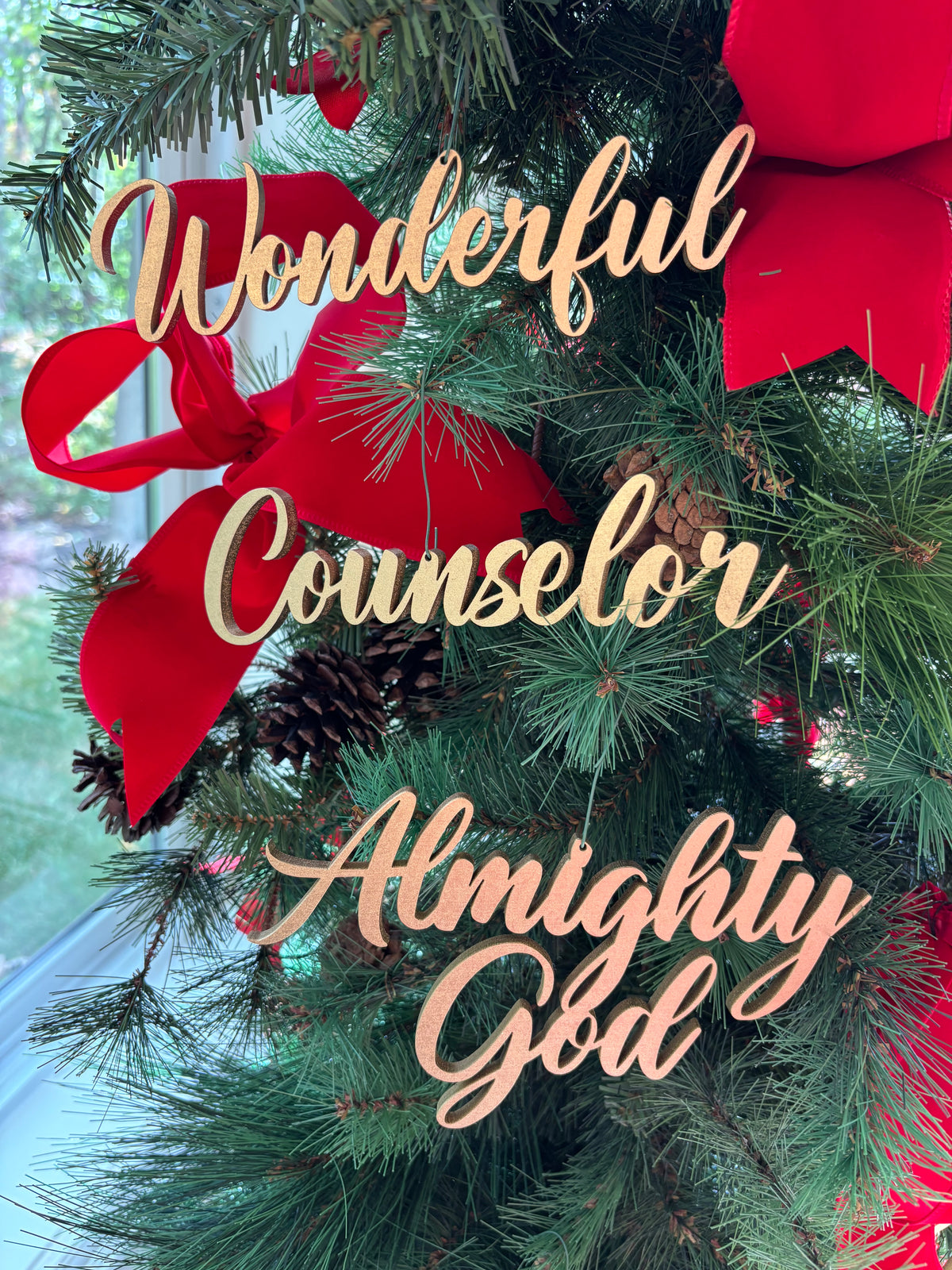 Wonderful Trio Set of Ornaments: Wonderful, Counselor Almighty God