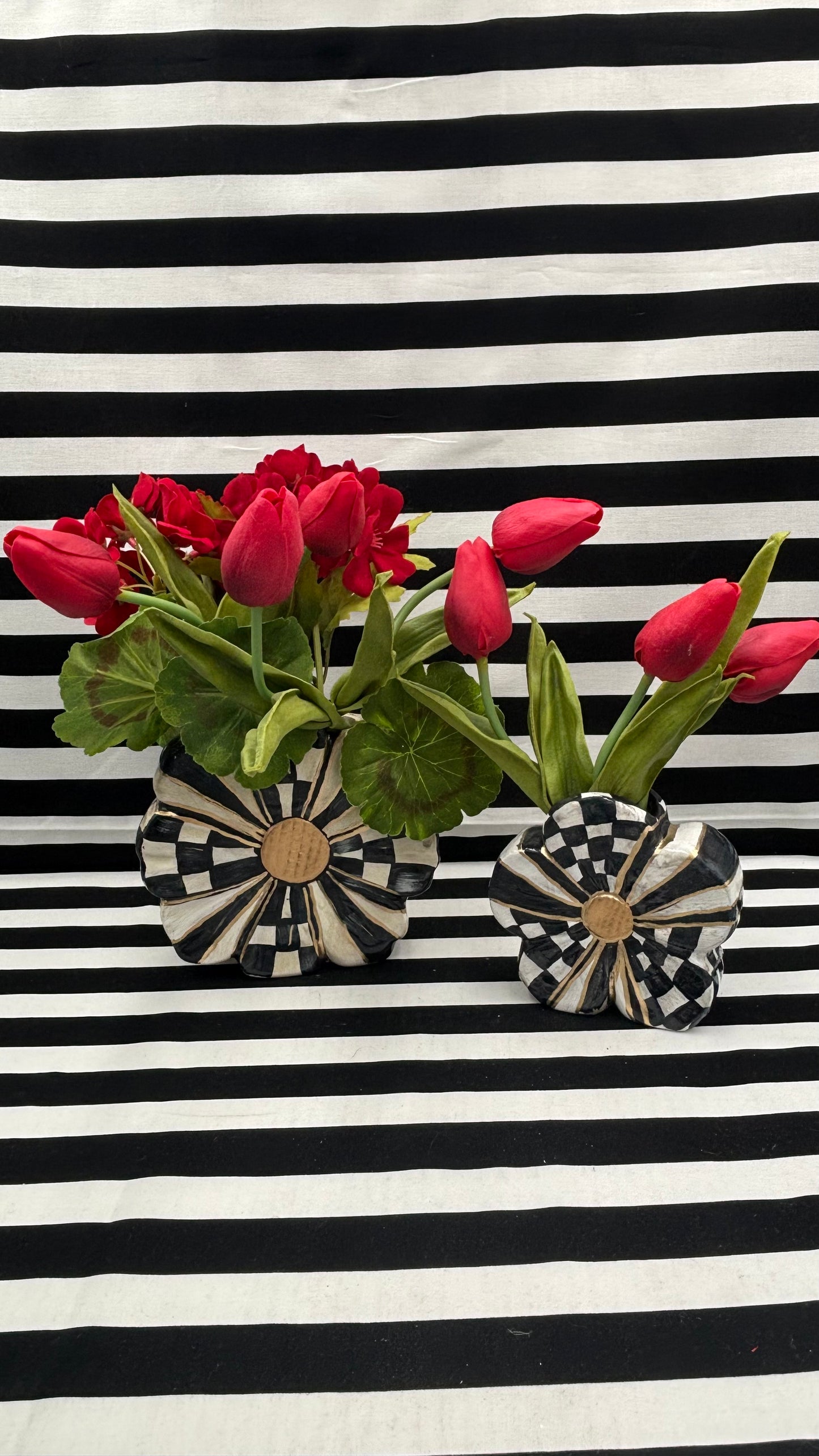Black and White Checked Vase