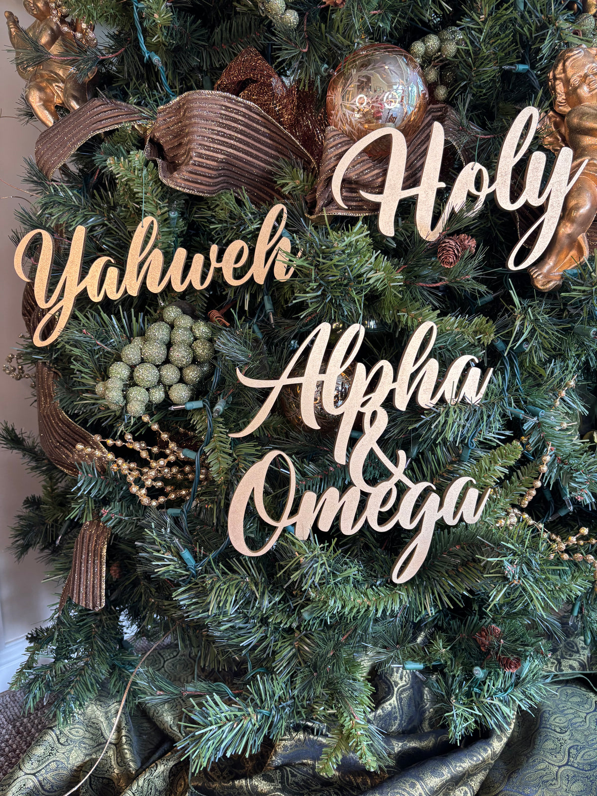 Yahweh Trio Set of Ornaments: Yahweh, Holy, Alpha & Omega