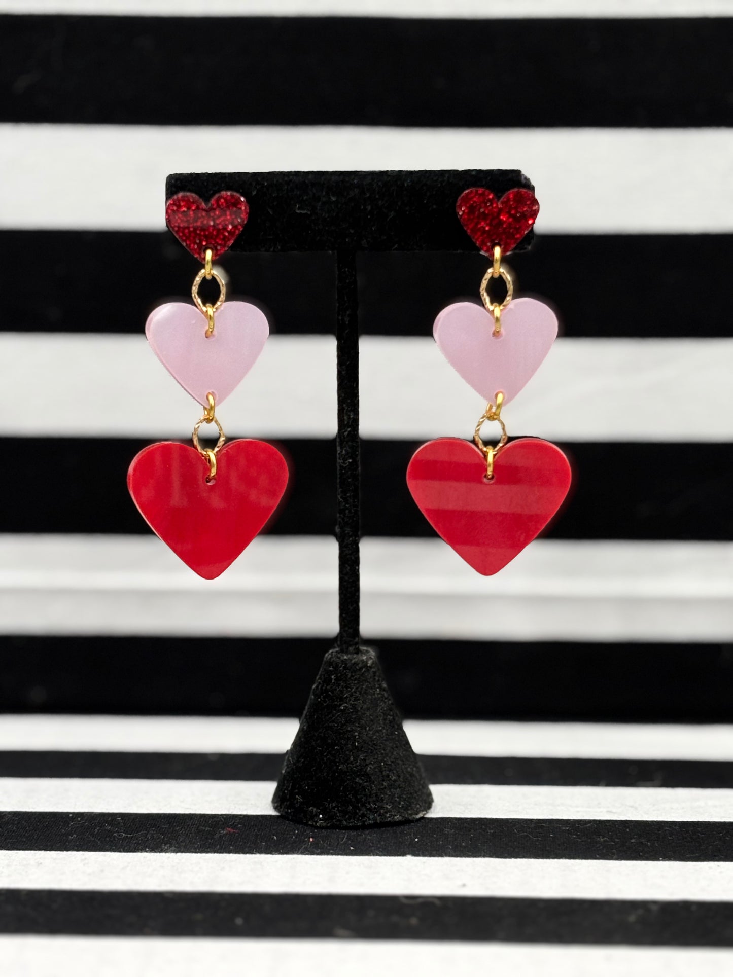 Triple Heart Earrings