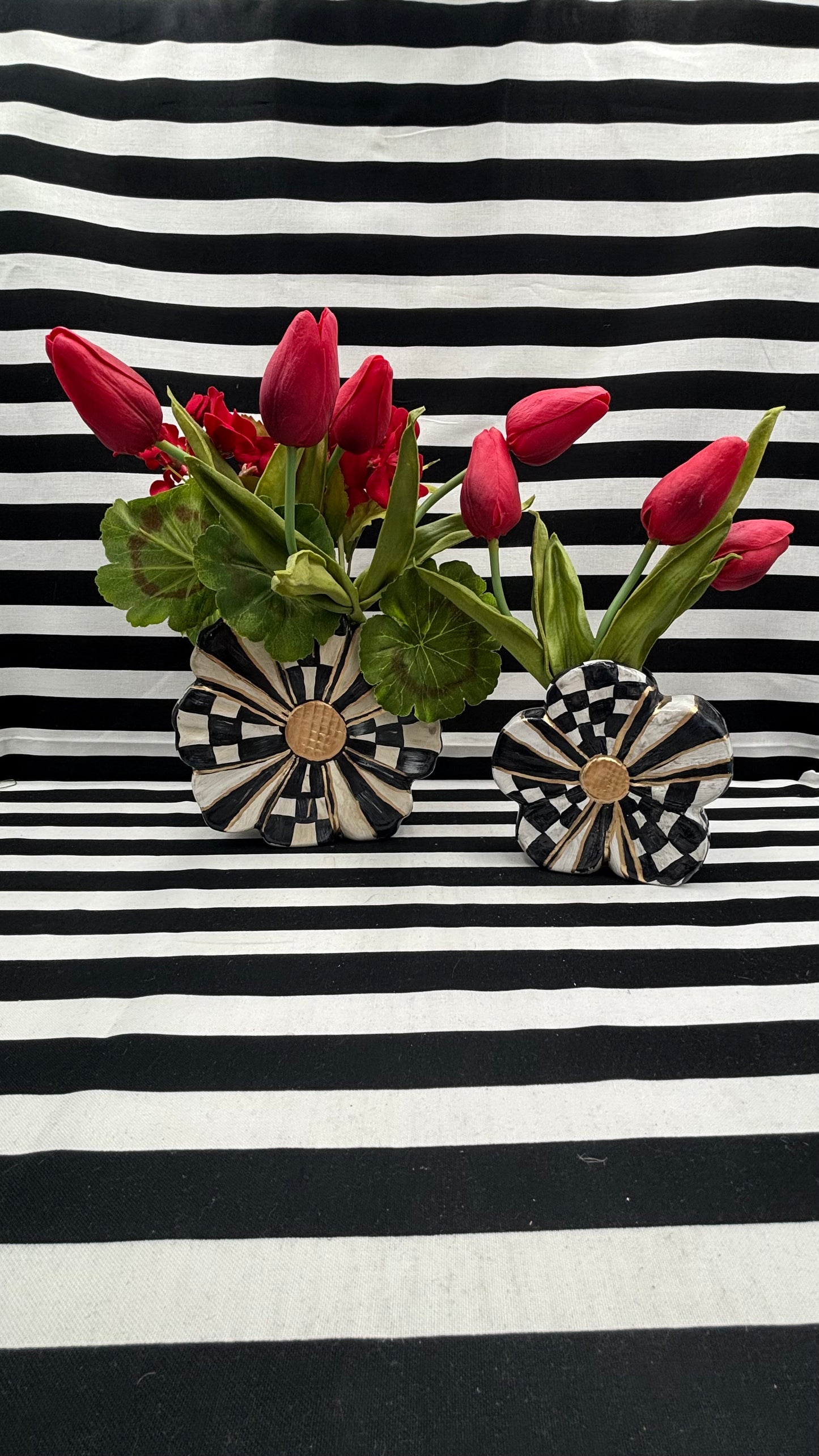 Black and White Checked Vase