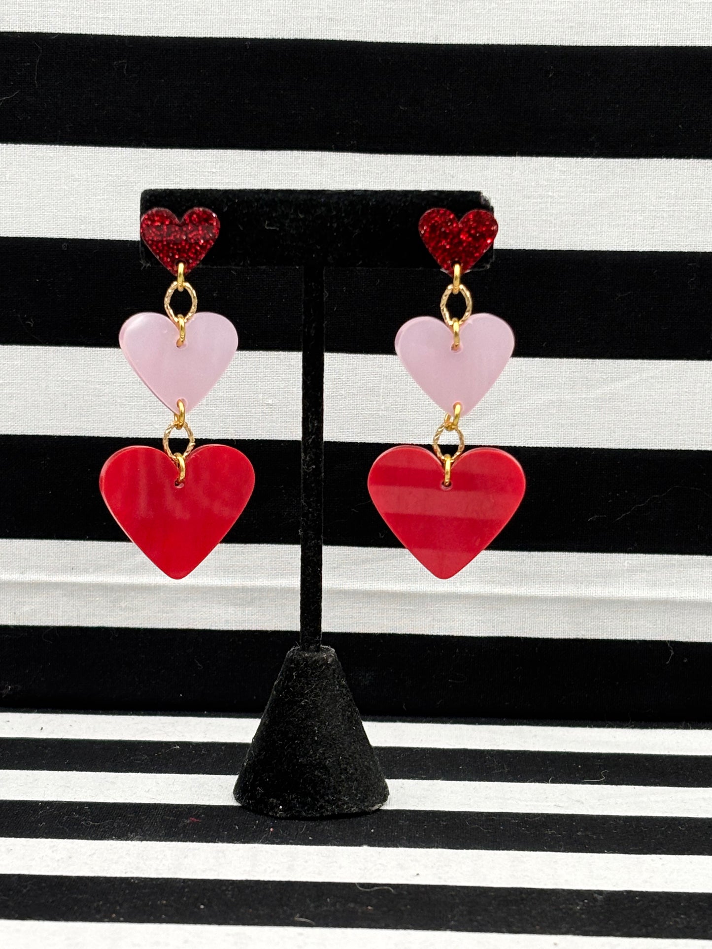 Triple Heart Earrings