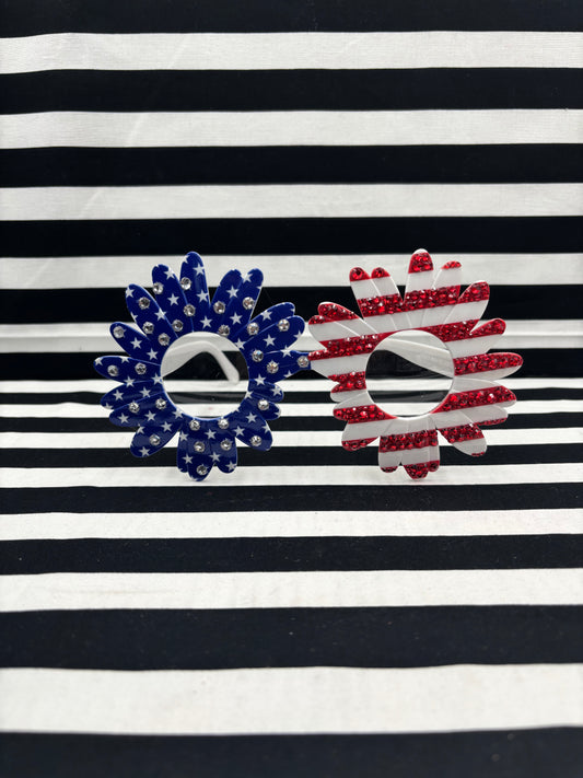 Patriotic Flower Bling Glasses