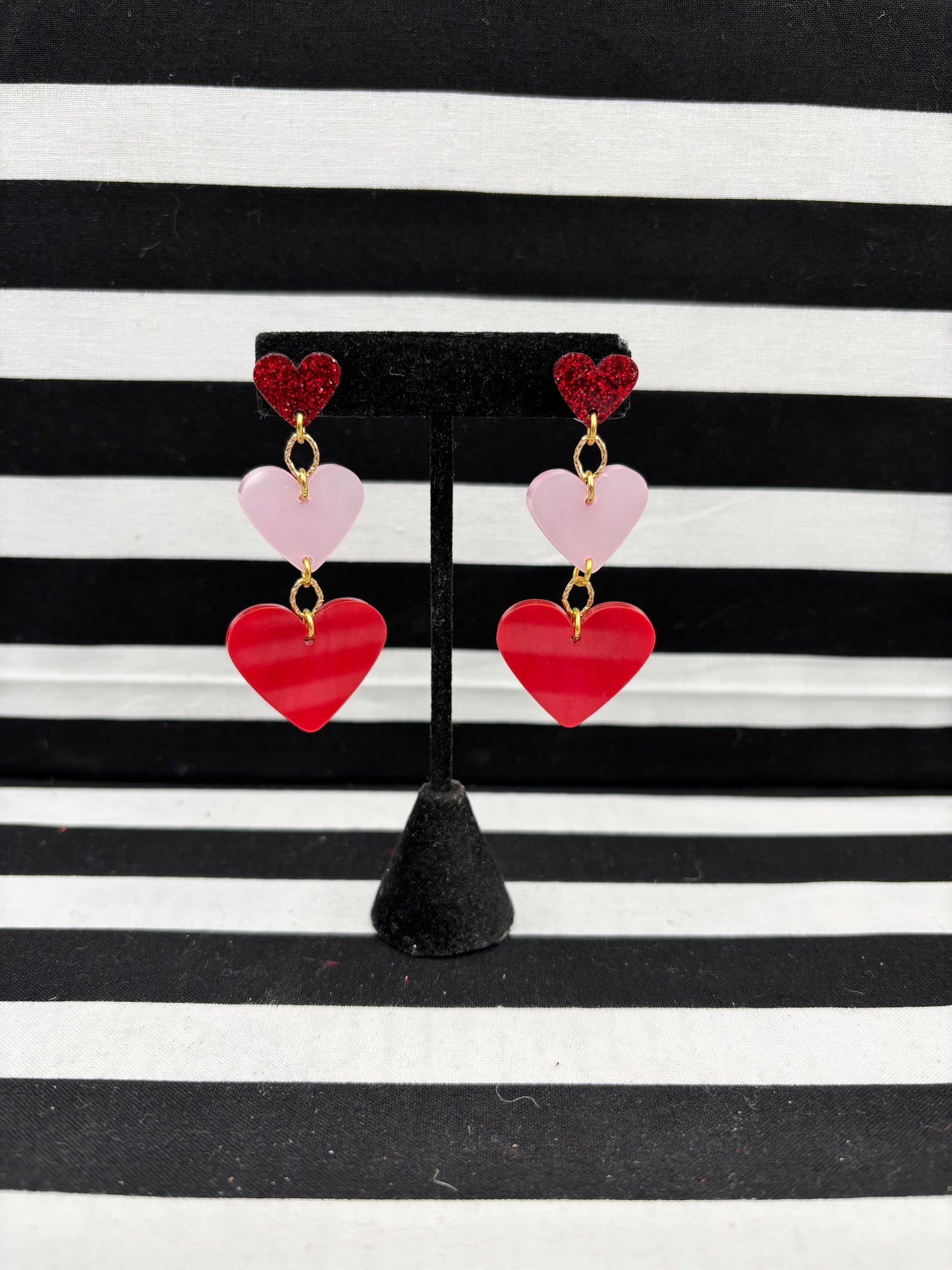 Triple Heart Earrings