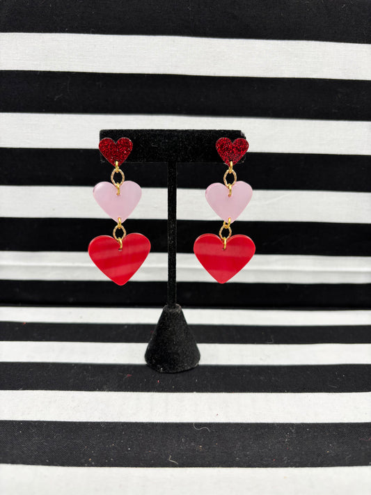 Triple Heart Earrings