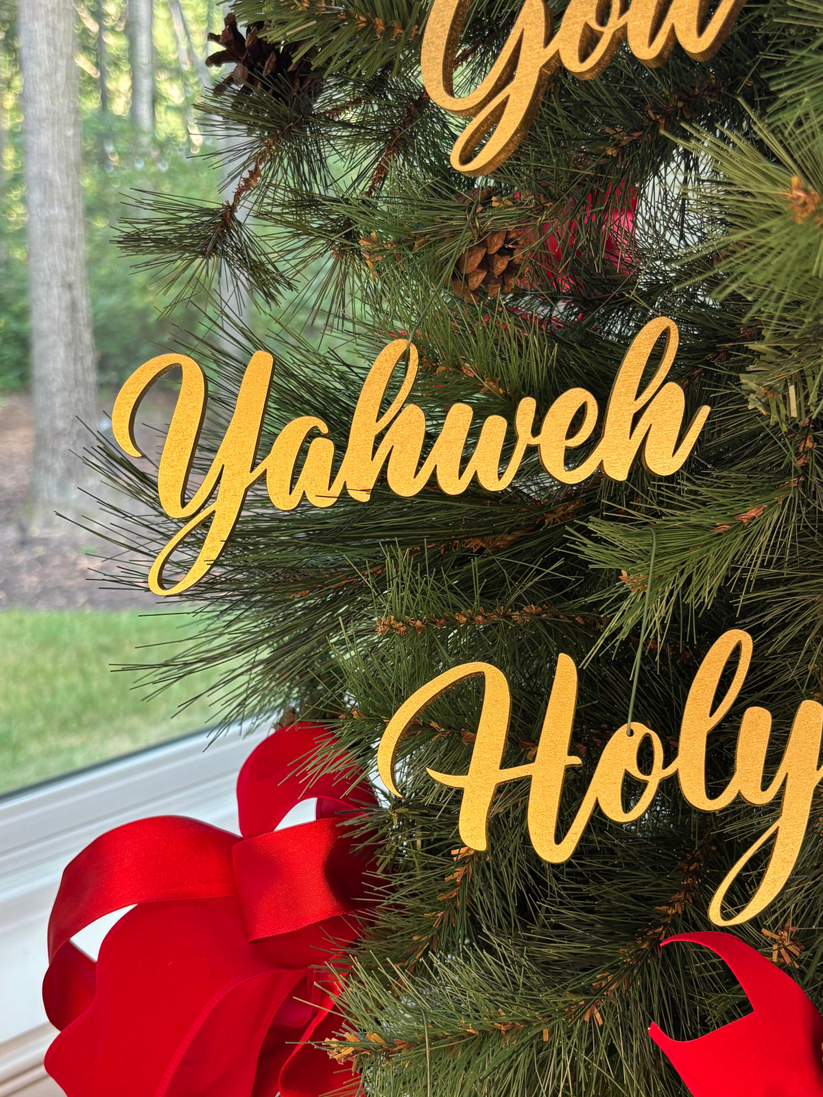 Yahweh Trio Set of Ornaments: Yahweh, Holy, Alpha & Omega