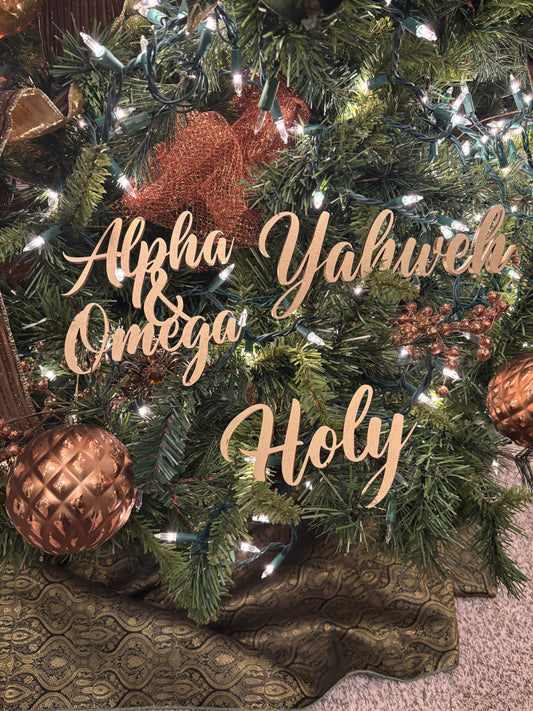 PRE-ORDER Yahweh Trio Set of Ornaments: Yahweh, Holy, Alpha & Omega