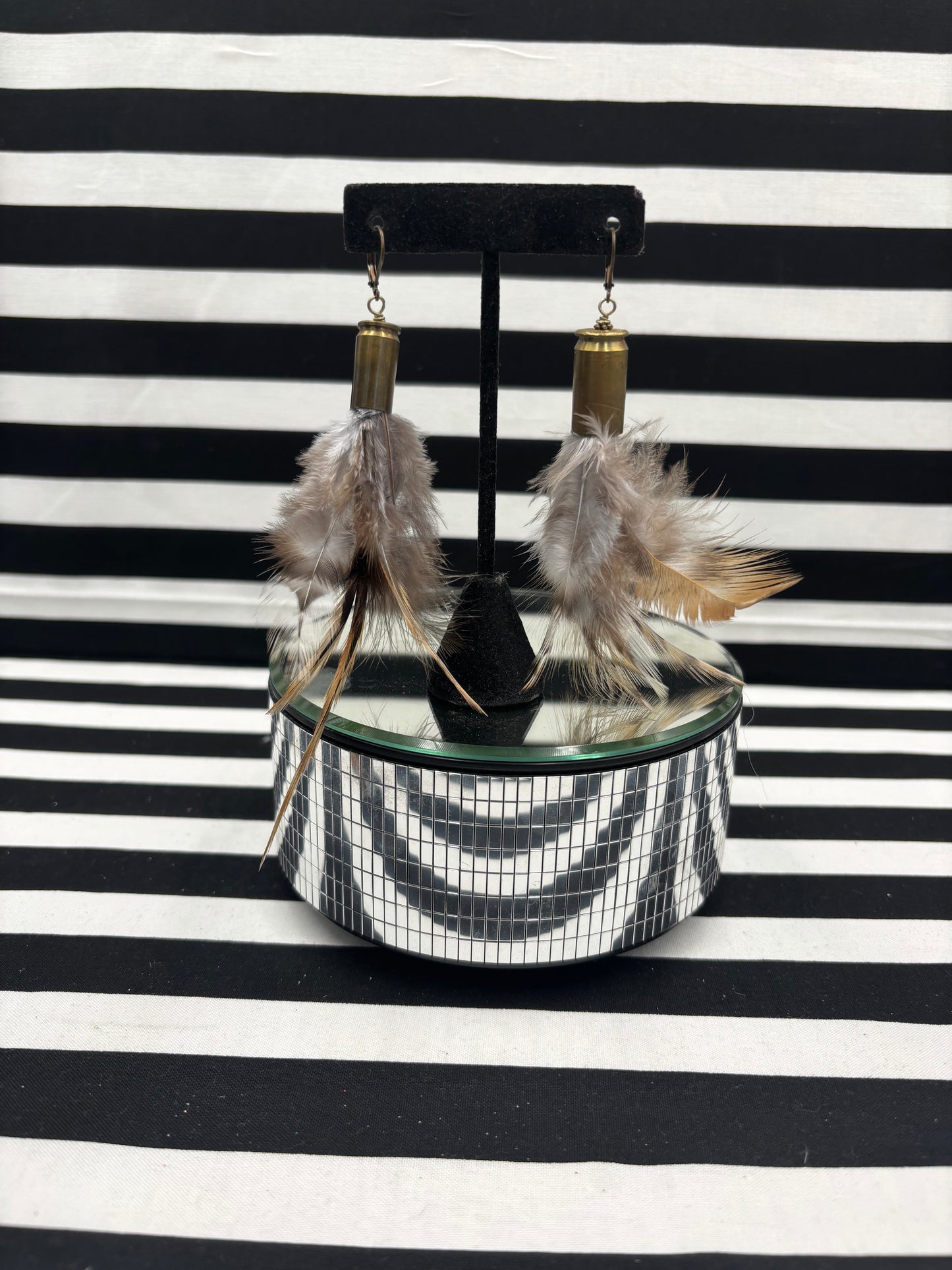 Feathers in a Bullet Earrings