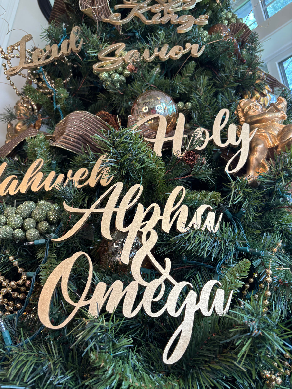 Yahweh Trio Set of Ornaments: Yahweh, Holy, Alpha & Omega
