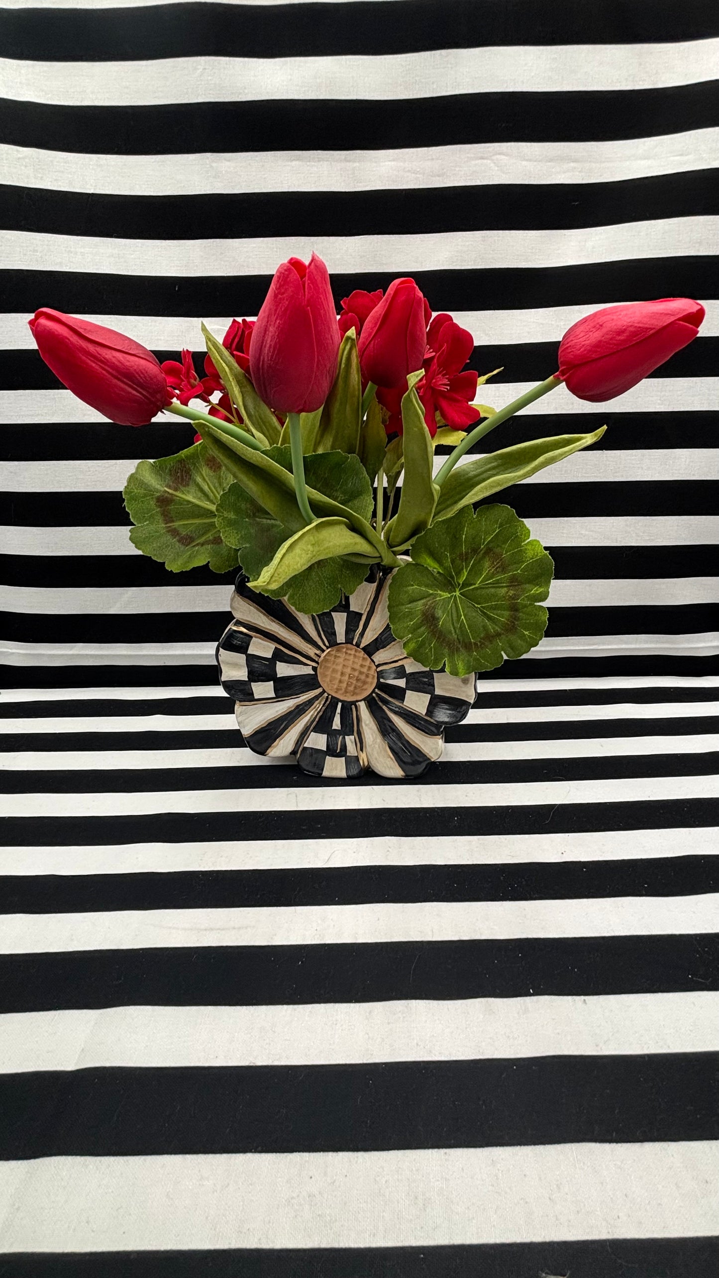 Black and White Checked Vase
