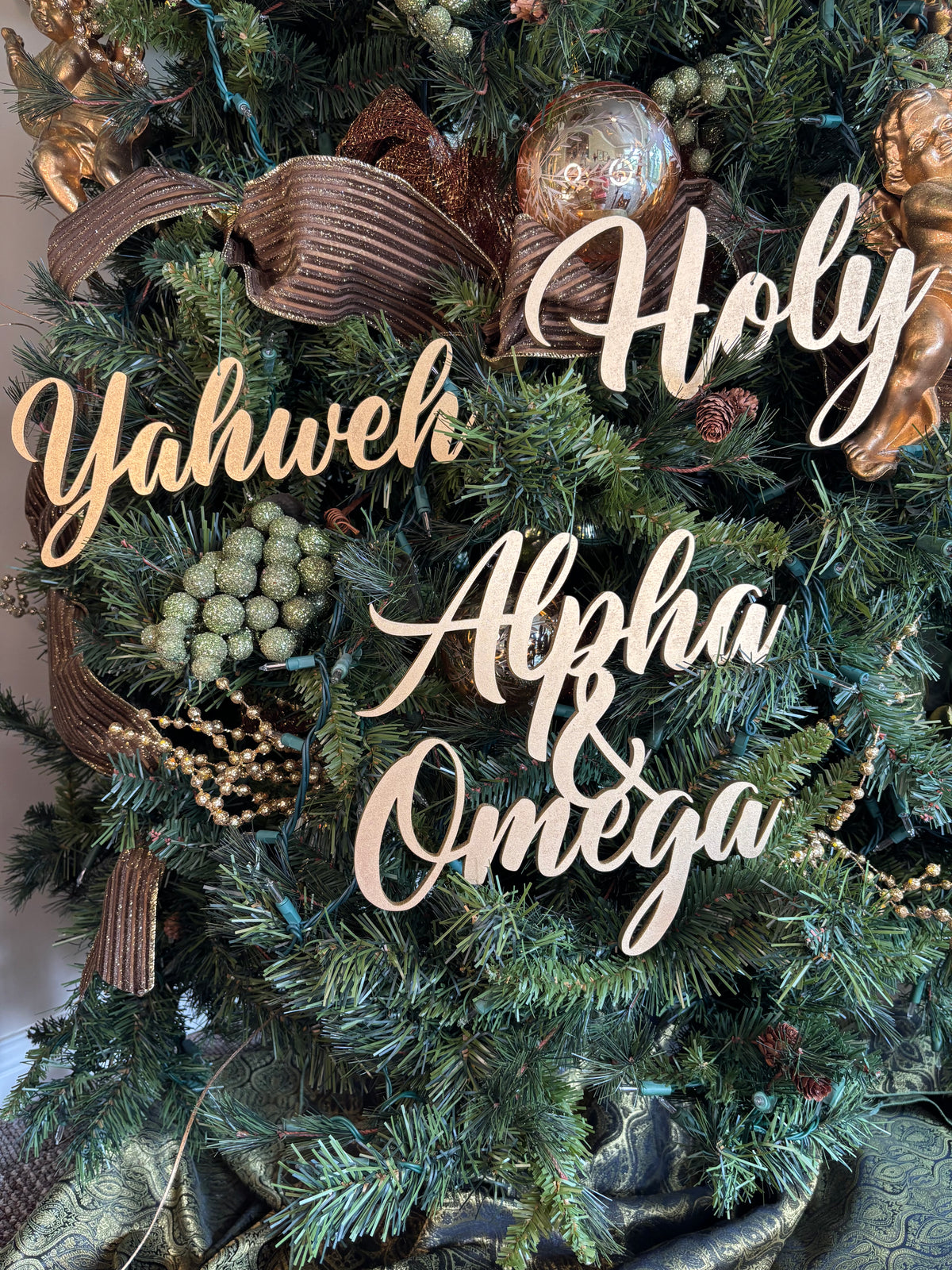 Yahweh Trio Set of Ornaments: Yahweh, Holy, Alpha & Omega