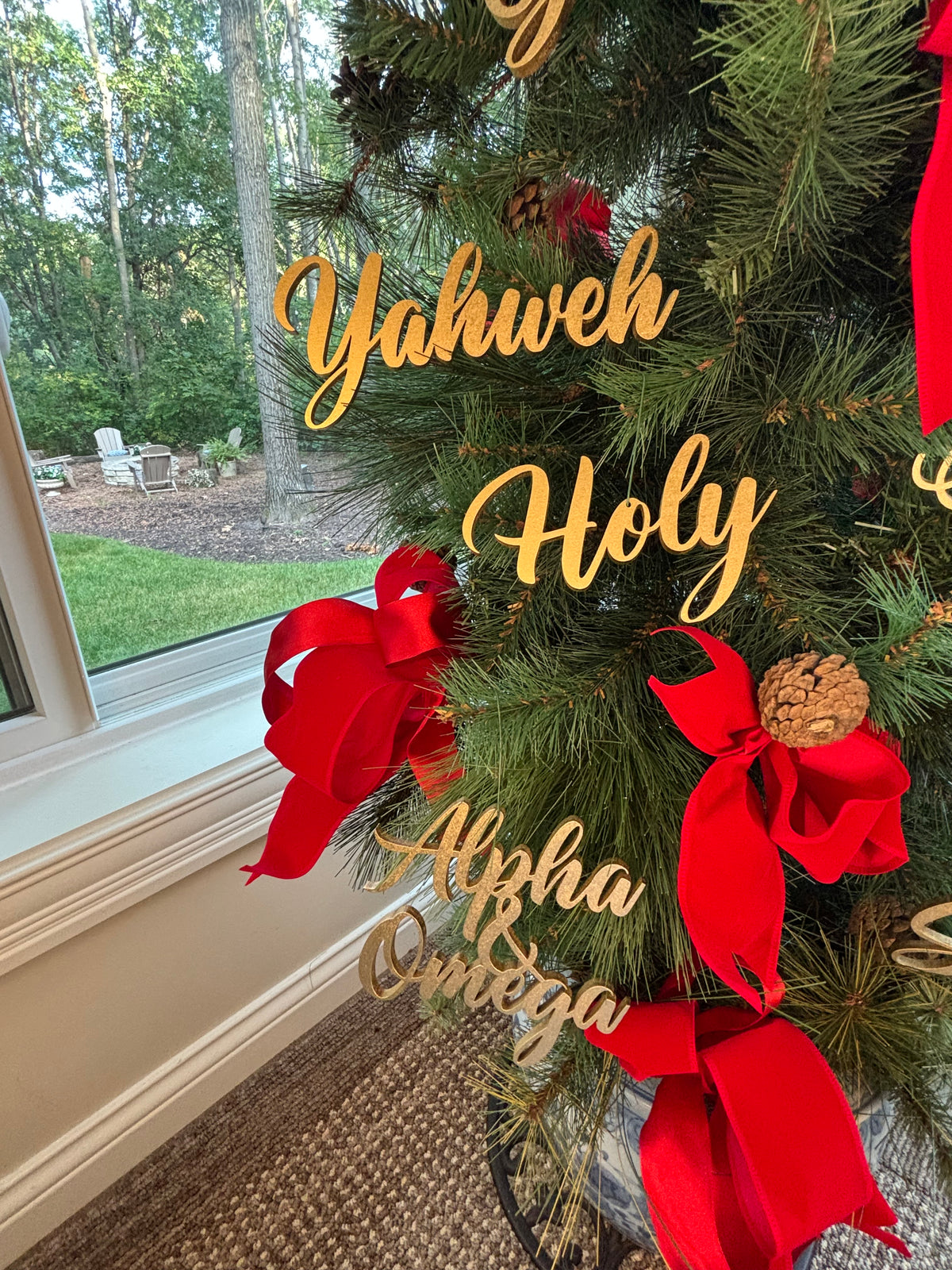 Yahweh Trio Set of Ornaments: Yahweh, Holy, Alpha & Omega