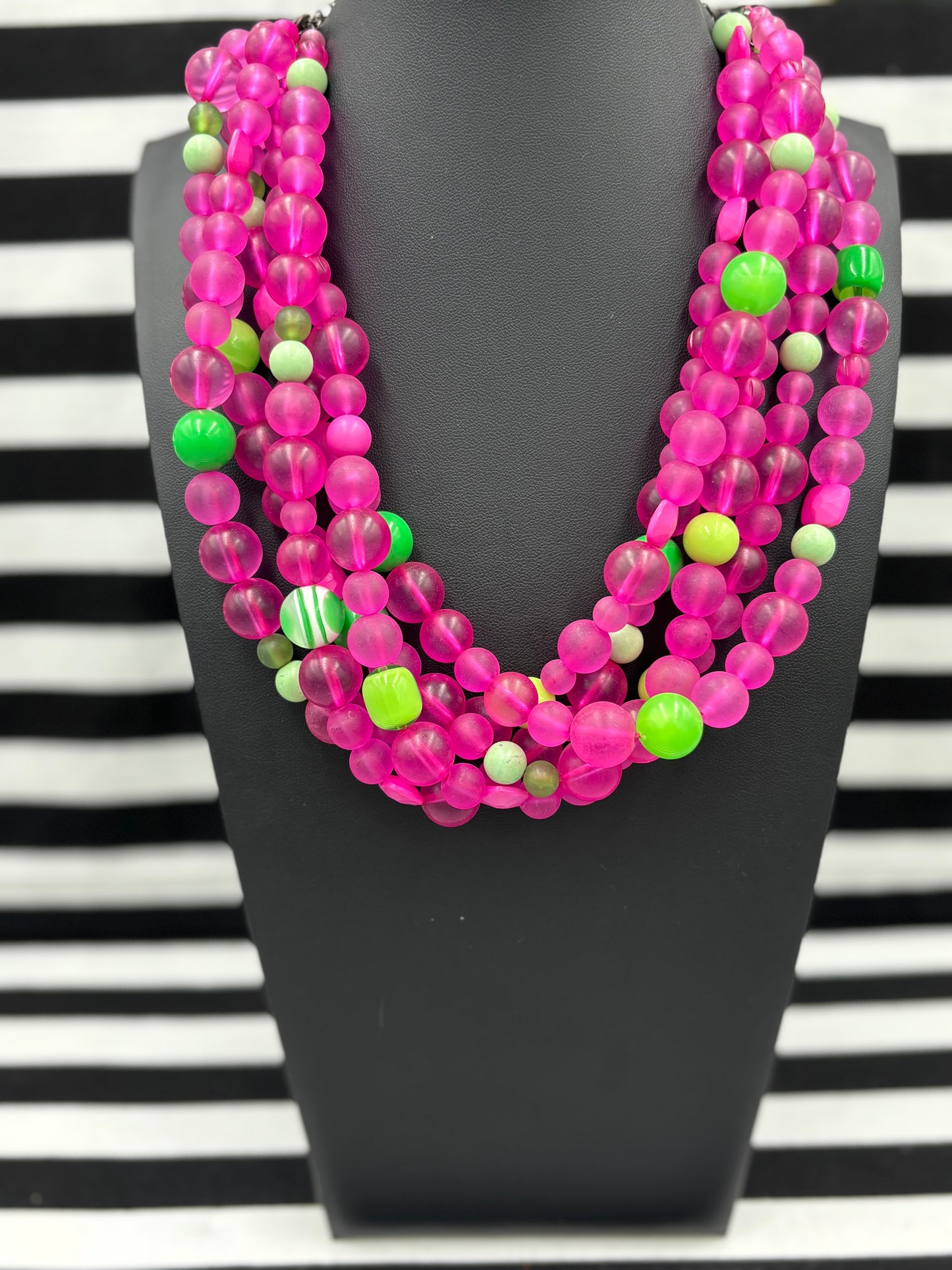 Raspberries in Greens Necklace