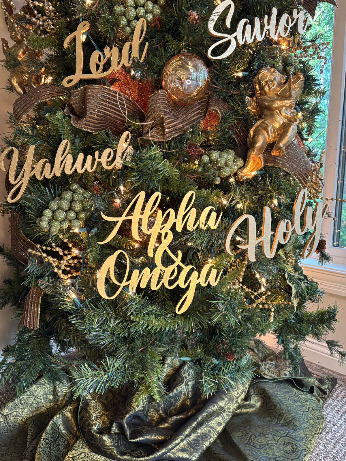 Yahweh Trio Set of Ornaments: Yahweh, Holy, Alpha & Omega