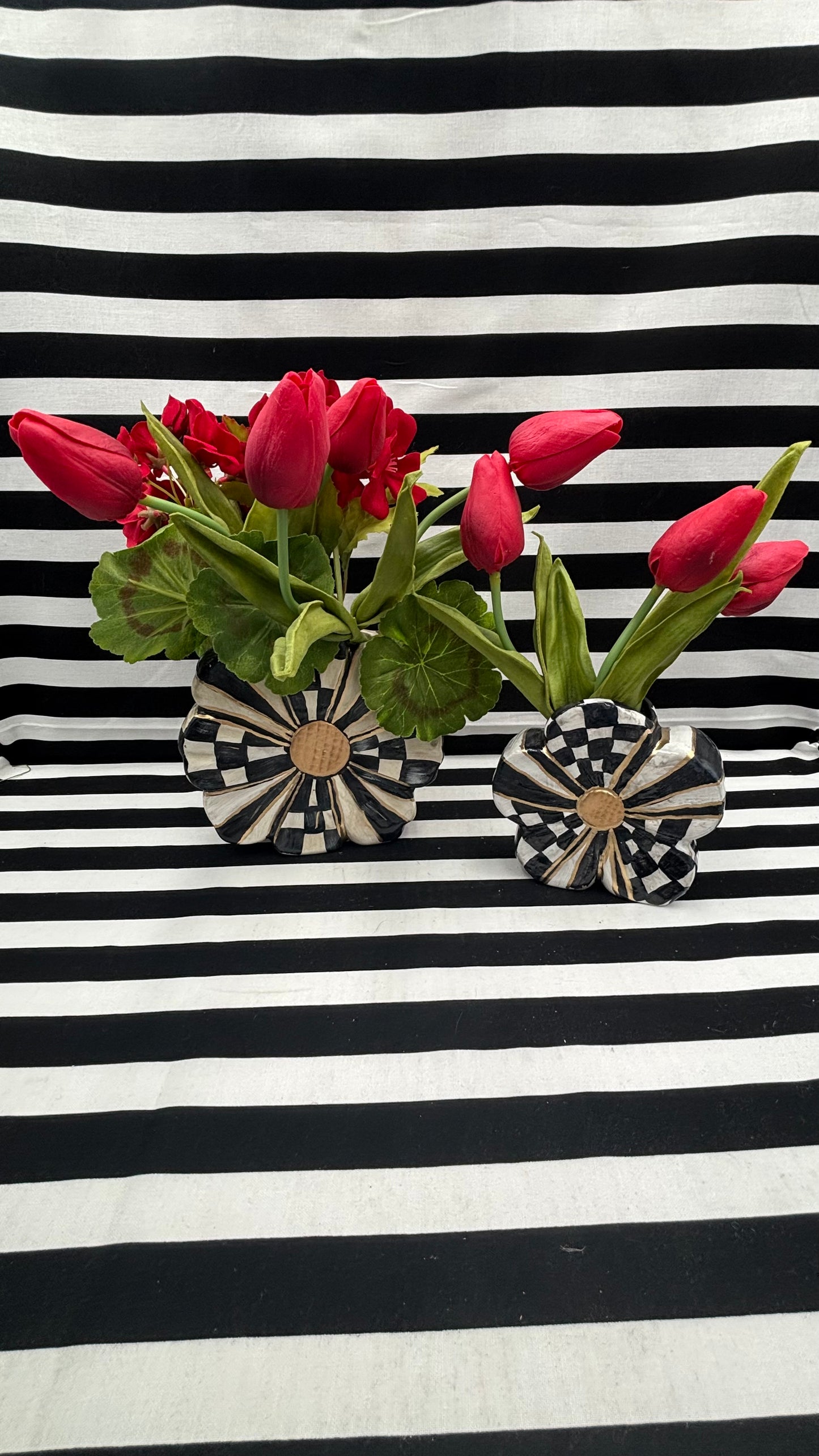 Black and White Checked Vase