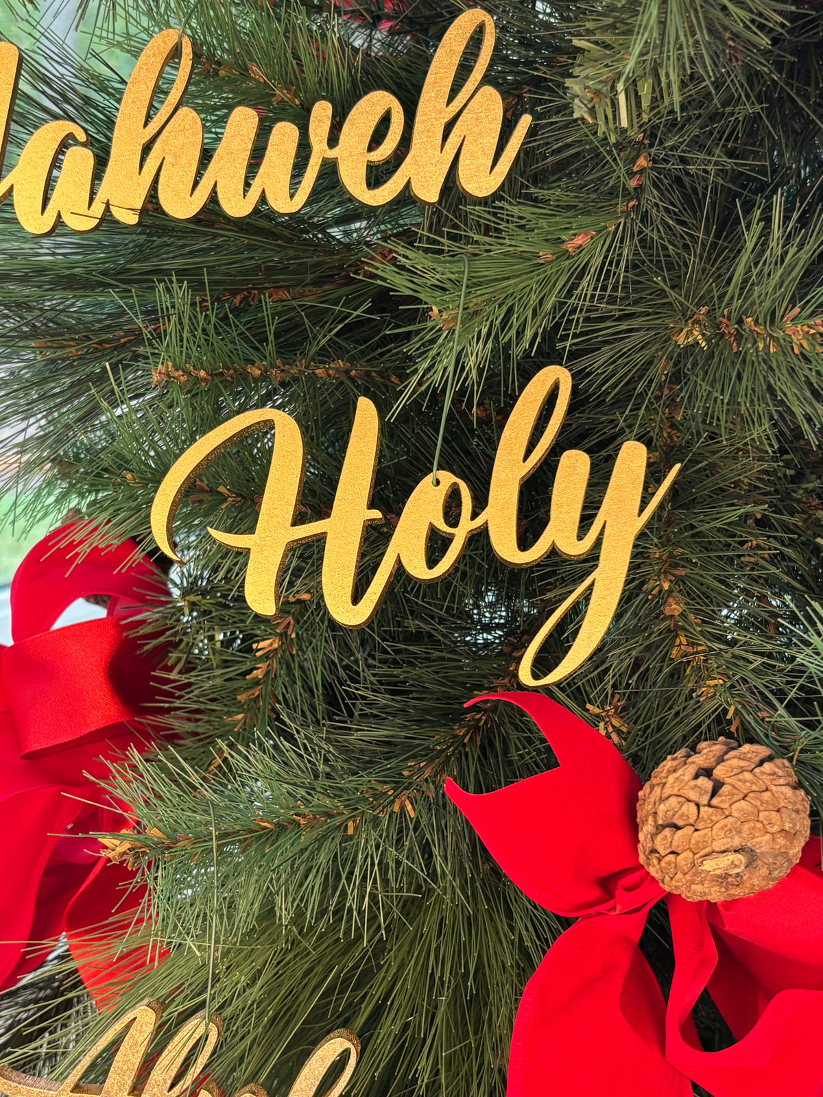 Yahweh Trio Set of Ornaments: Yahweh, Holy, Alpha & Omega