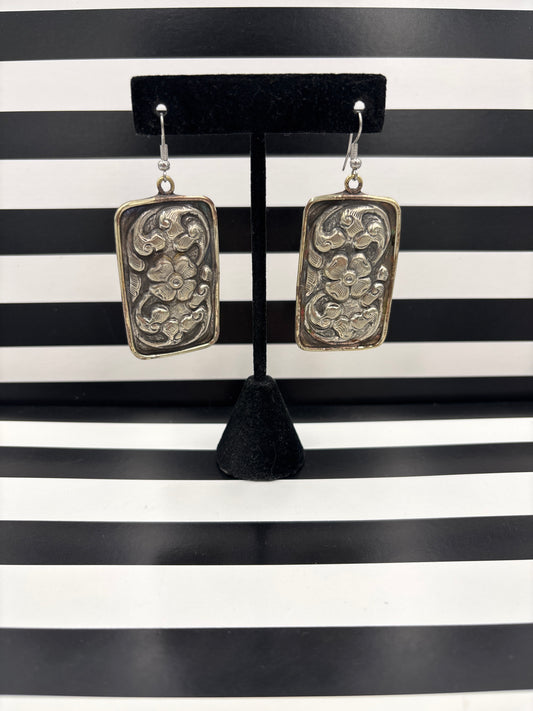 Rectangle of Repousse Earrings