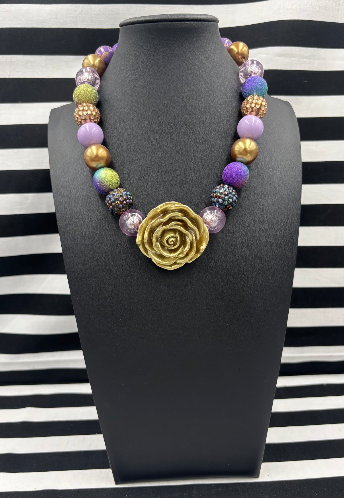 Bubble Gum Necklace Purple n Gold