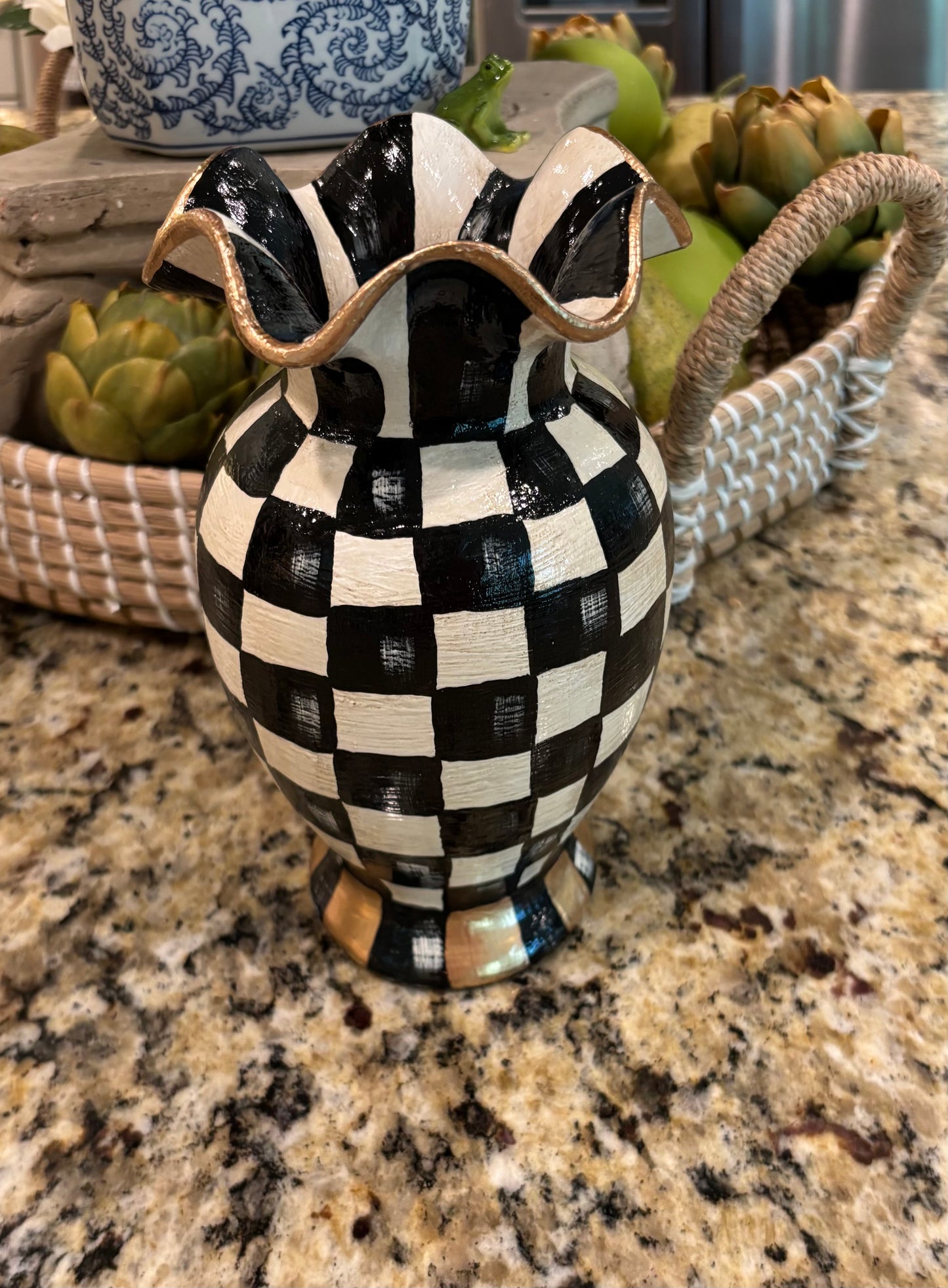 Ruffled Vase Handpainted