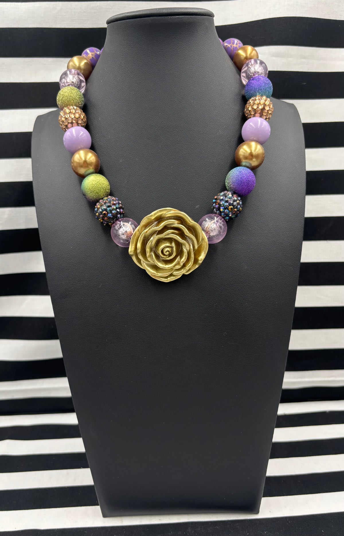 Bubble Gum Necklace Purple n Gold