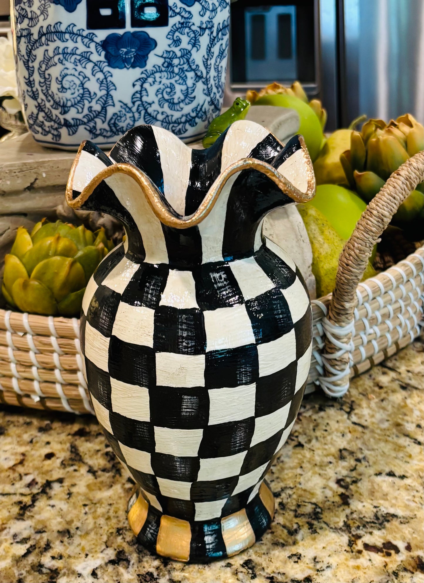 Ruffled Vase Handpainted